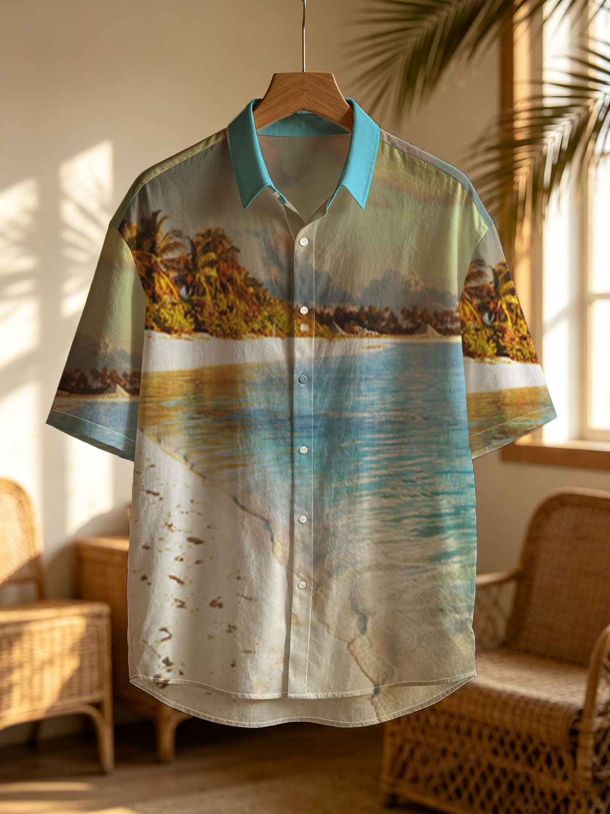Tropical Beach with Clear Water and Palm Trees -  Shirt