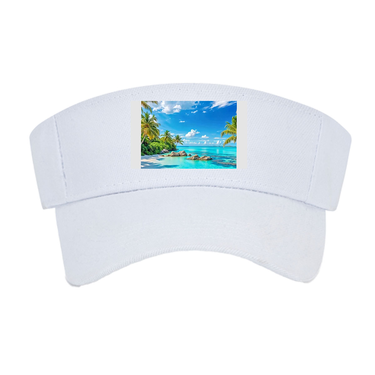 Tropical Beach with Crystal Clear Water and Palm Trees -  Visor cap