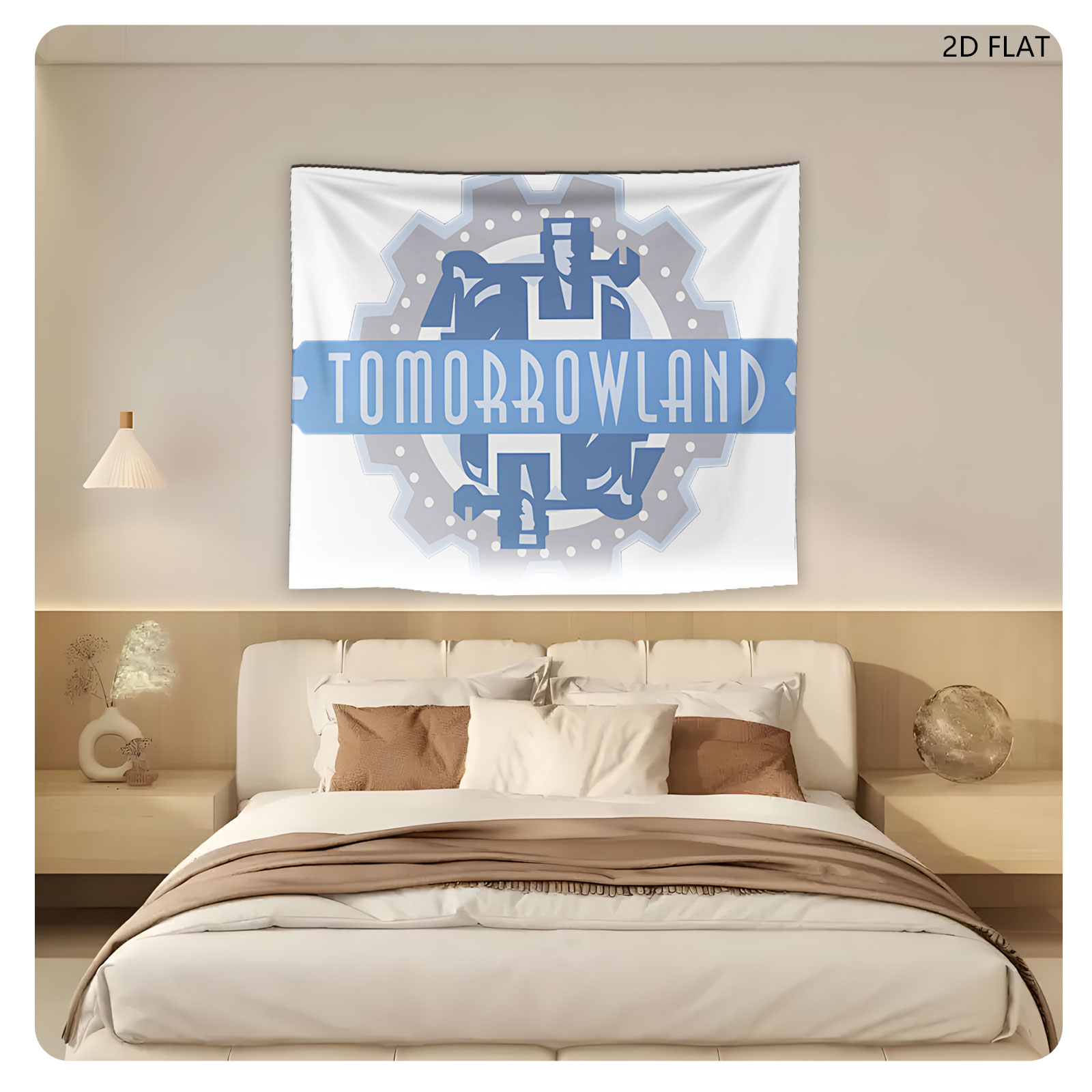 Tomorrowland Festival Logo with Gear and Robot Design - Tapestry