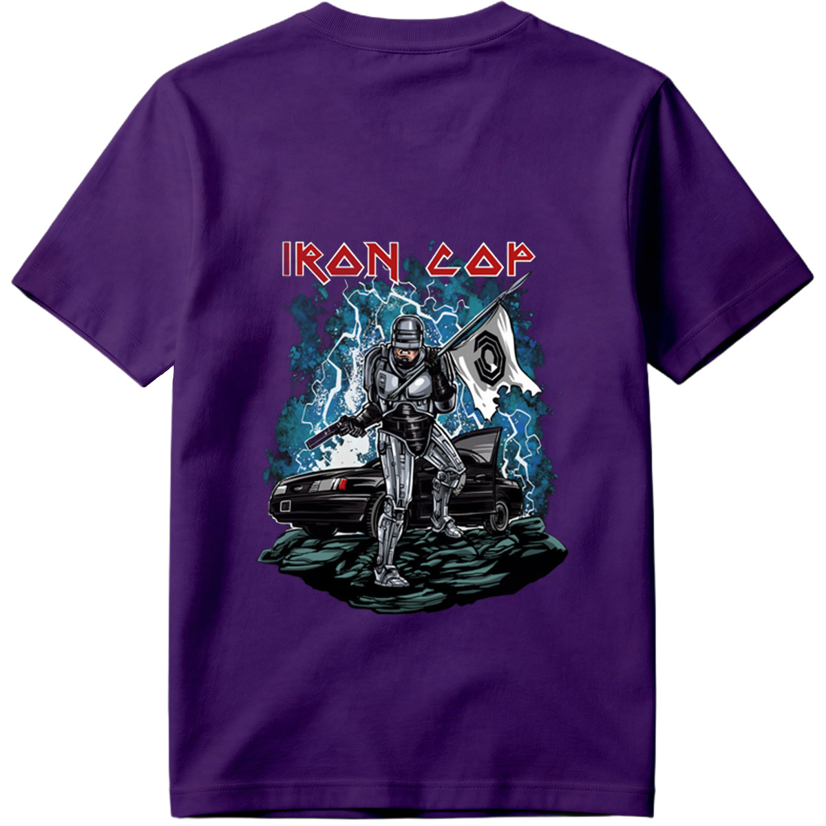 Iron Cop: Robo-Police Officer with Flag and Car - Tee