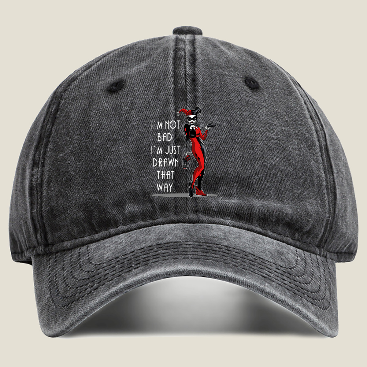 Harley Quinn: I'm Not Bad, I'm Just Drawn That Way - Washed Denim - Baseball Cap