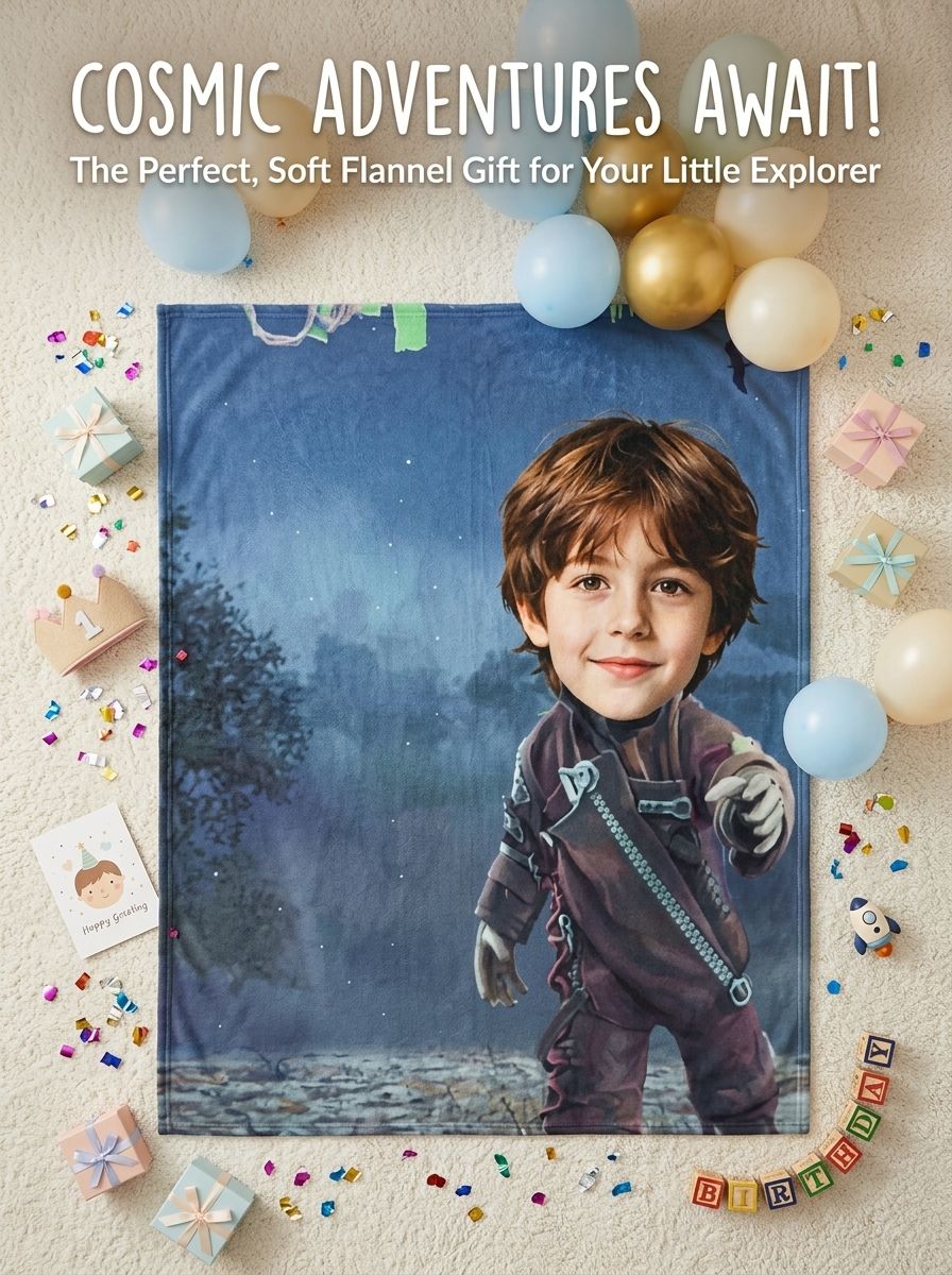 Personalized Face Photo Blanket Custom Soft Flannel Fleece Throw Lightweight Anti-Pilling Cover Ideal Personalized Gift