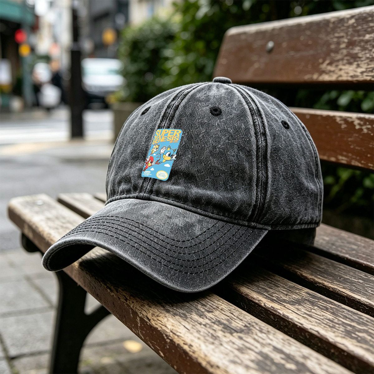 Super Genesis Bros. - Sonic, Tails, and Knuckles - Washed Denim - Baseball Cap