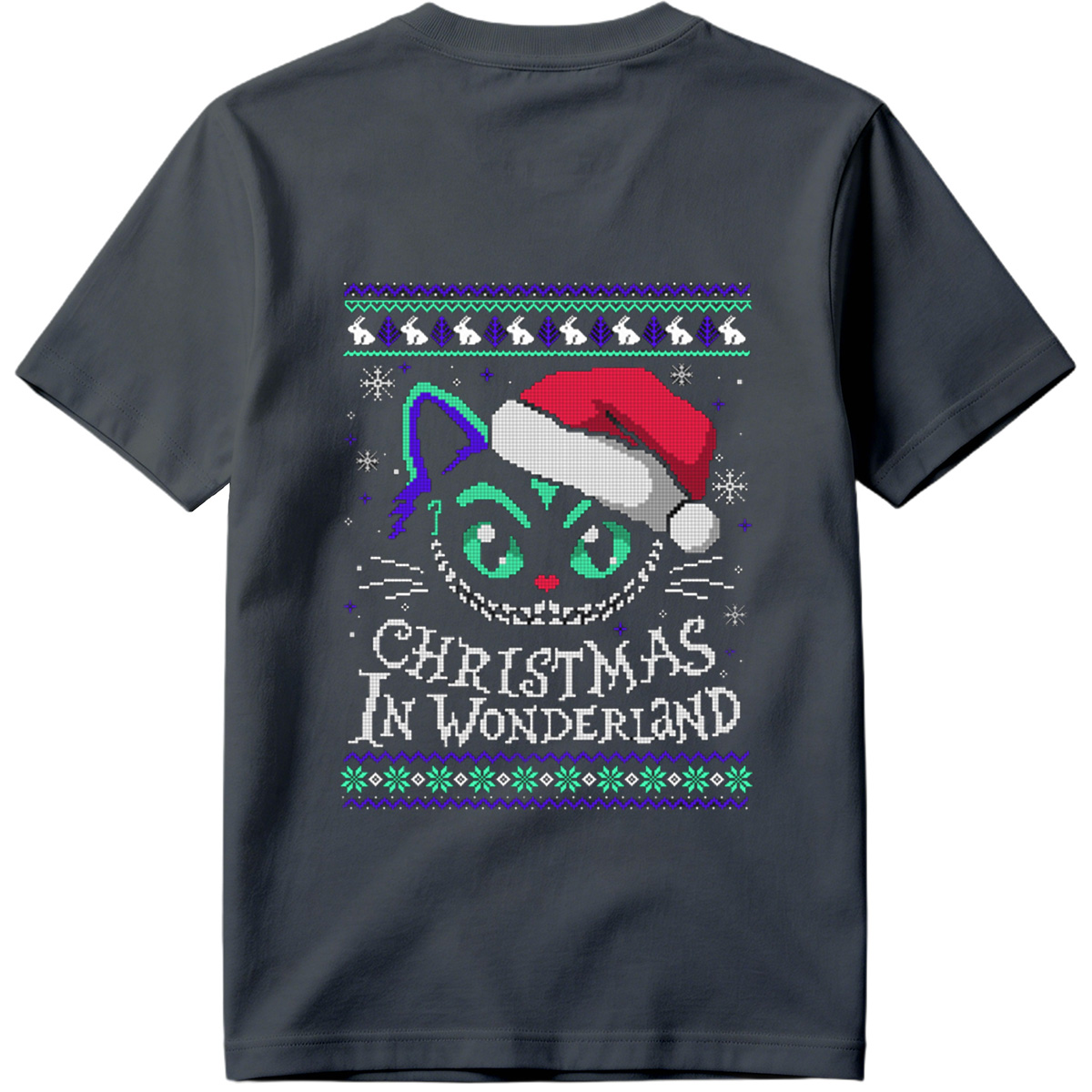 Christmas in Wonderland: Cheshire Cat Ugly Sweater Design - Tee