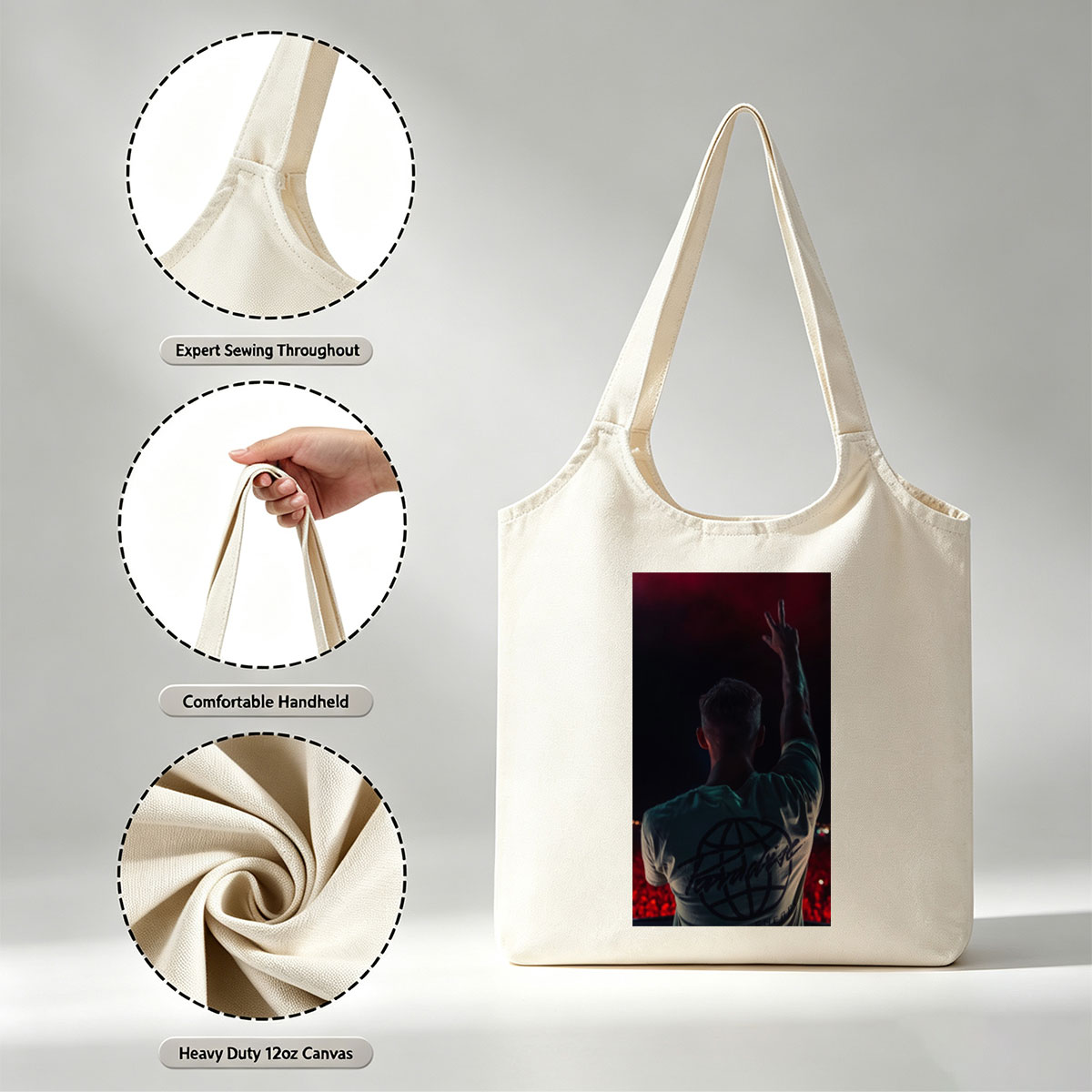 Martin Garrix Live Performance Raising Hand in Crowd at Concert - Canvas shoulder bags/