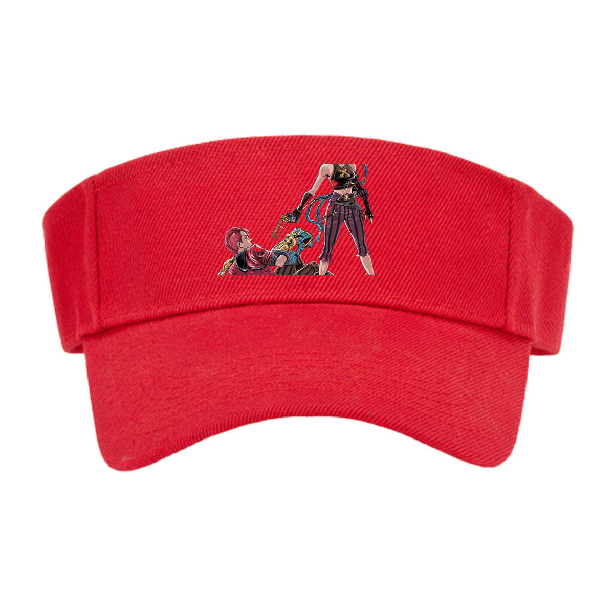 Blue-Haired Warrior and Pink-Haired Ally in Steampunk Combat Stance -  Visor cap