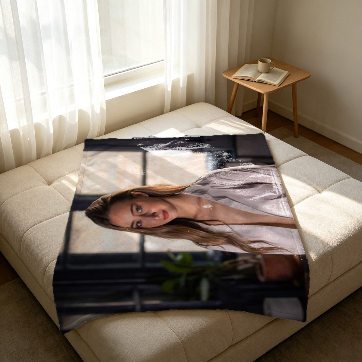 VIXEN - Stunning Brunette in White VIXEN Lingerie Posing in Luxury Suite - Blanket
