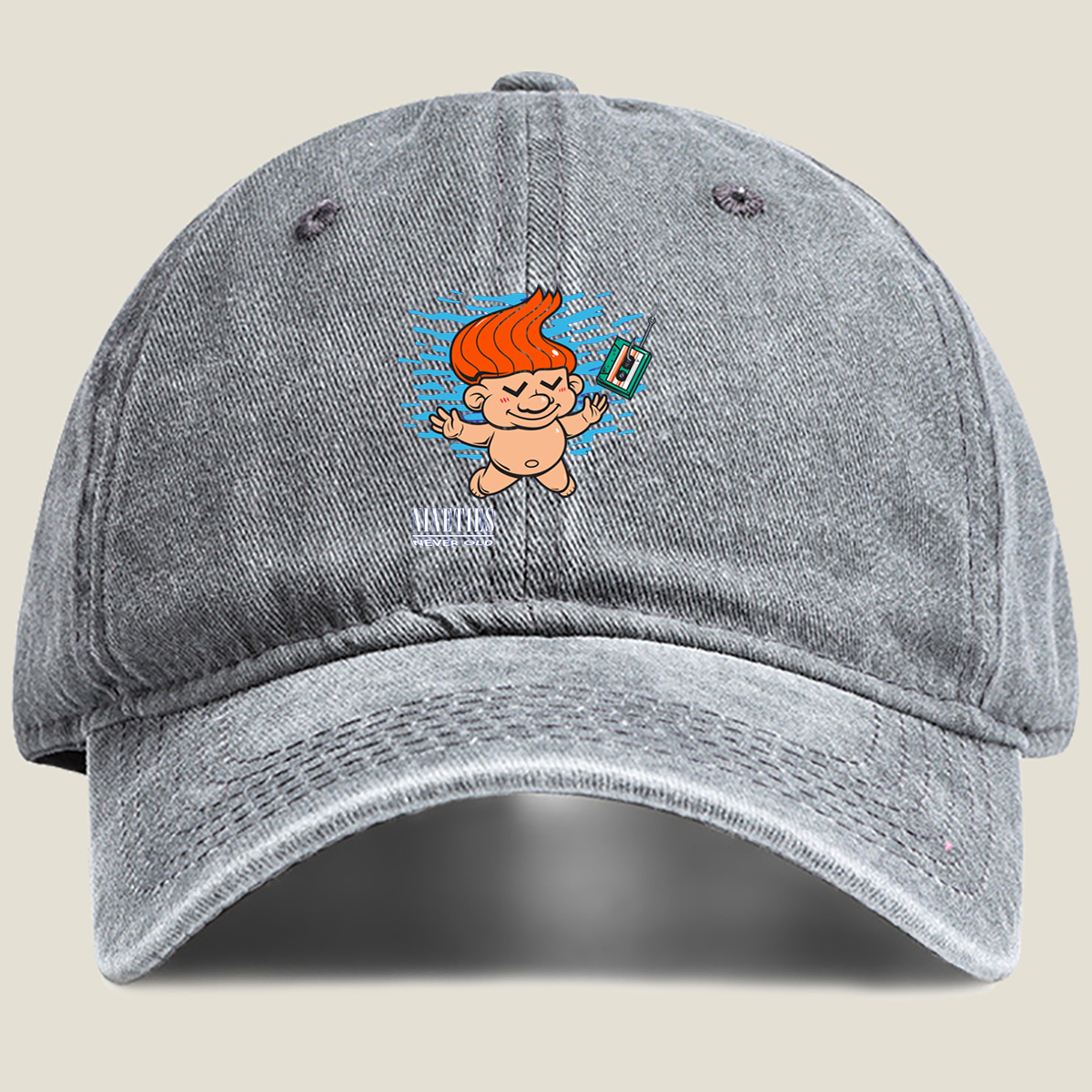 Nineties Baby with Cassette Tape - Washed Denim - Baseball Cap