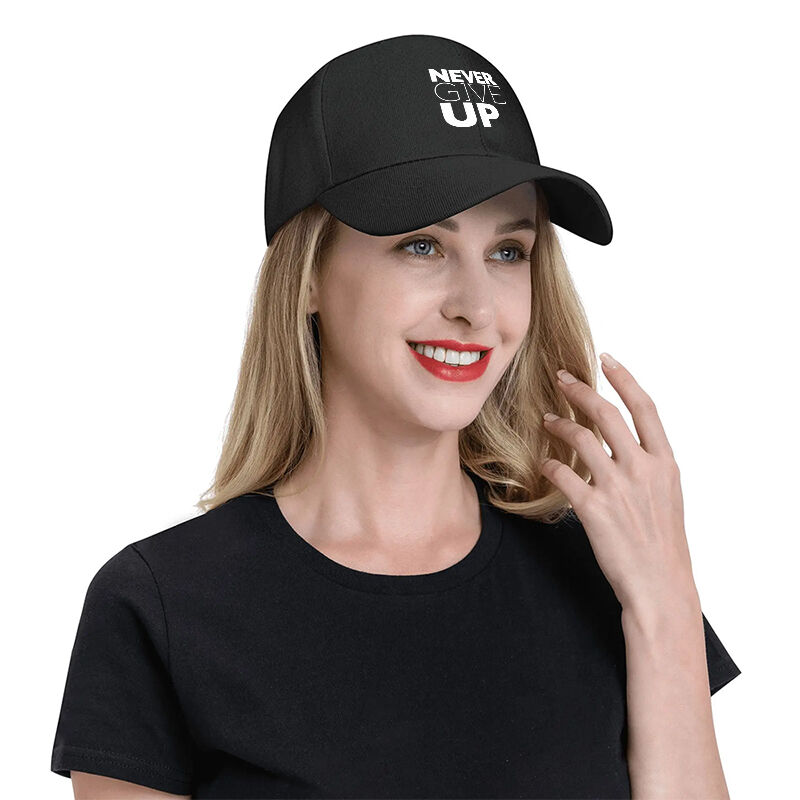 Curved Brim Baseball Cap Never Give Up Inspirational Letter Print