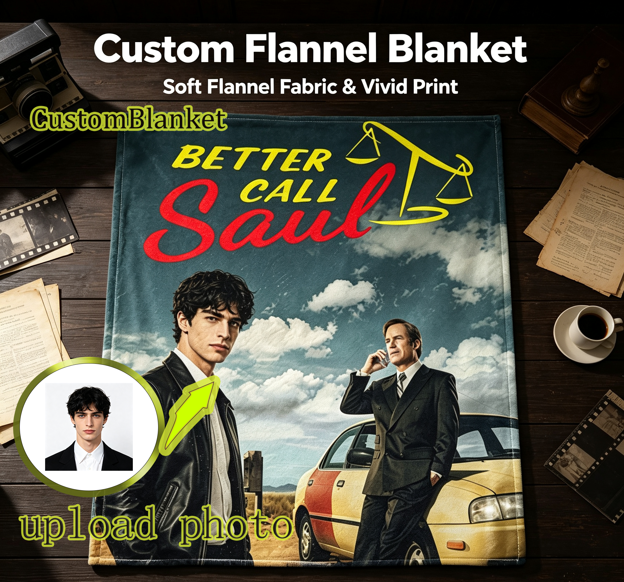 Custom Face Blanket Better Call Saul Flannel Blanket for Fans of the TV Series – Perfect Gift for Cozy Nights and Fan Gatherings