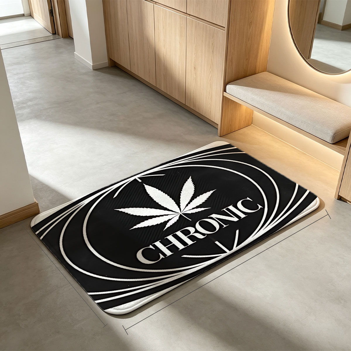 Chronic: Cannabis Brand Logo with Leaf Symbol - Flannel floor mat