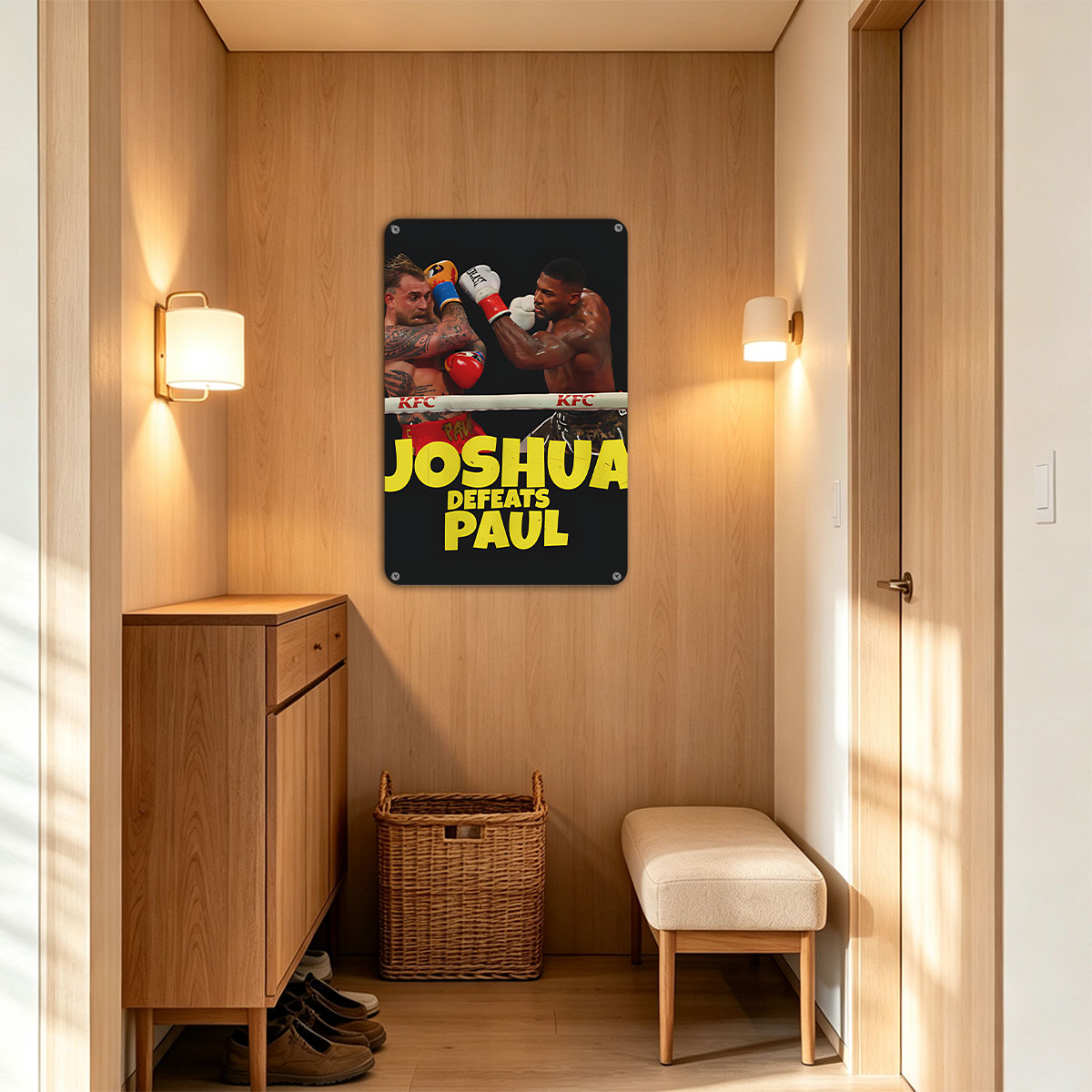 Joshua Defeats Paul in Epic Boxing Match - painting