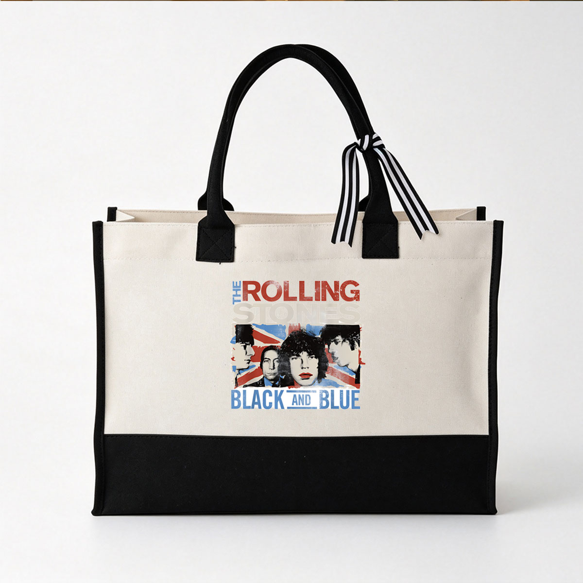 The Rolling Stones - Black and Blue Album Cover - Canvas patchwork gift tote bag