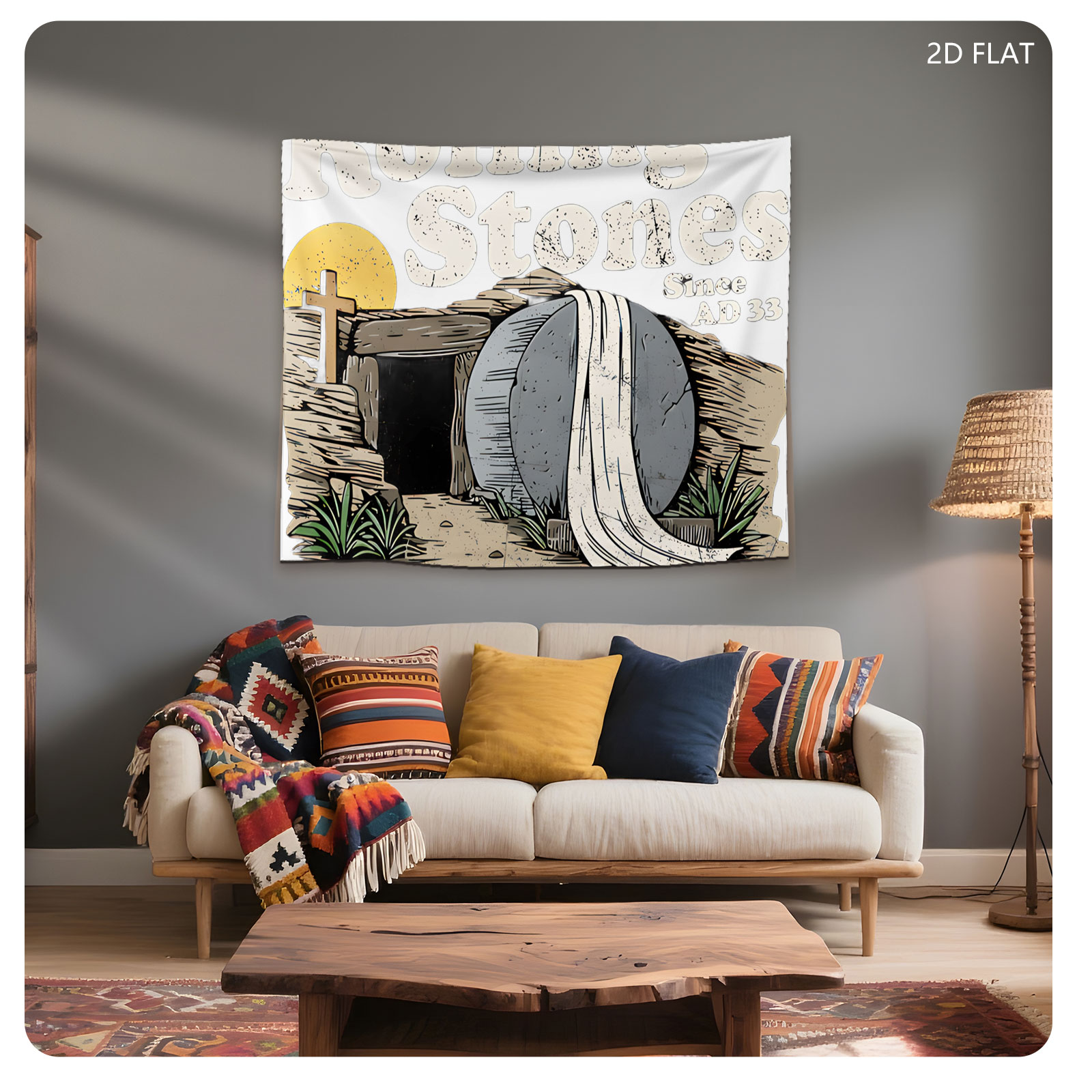 Rolling Stones Since AD 33: Easter Tomb with Rolled Stone and Cross - Tapestry