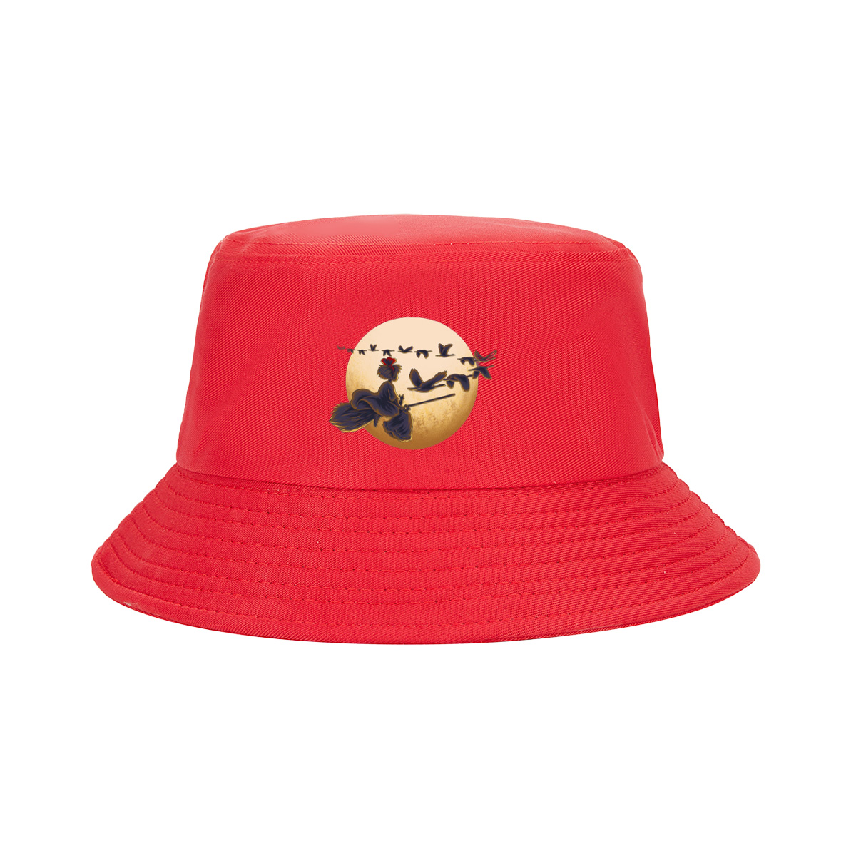 Mulan Flying on a Broomstick with Geese Against the Moon - Fisherman's Hat