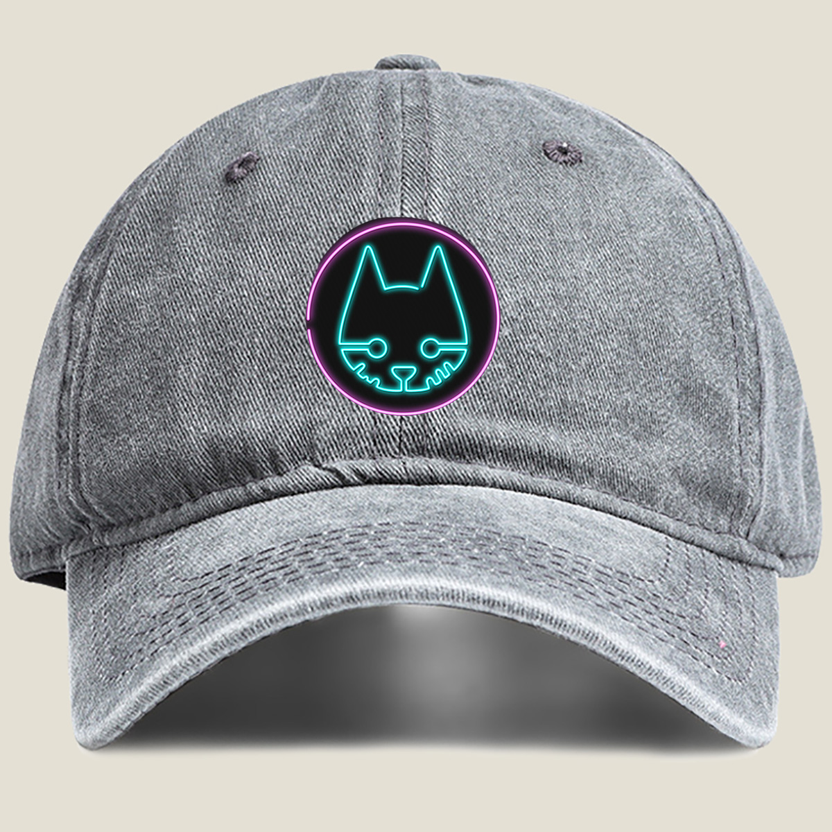 Neon Cat Logo - Washed Denim - Baseball Cap
