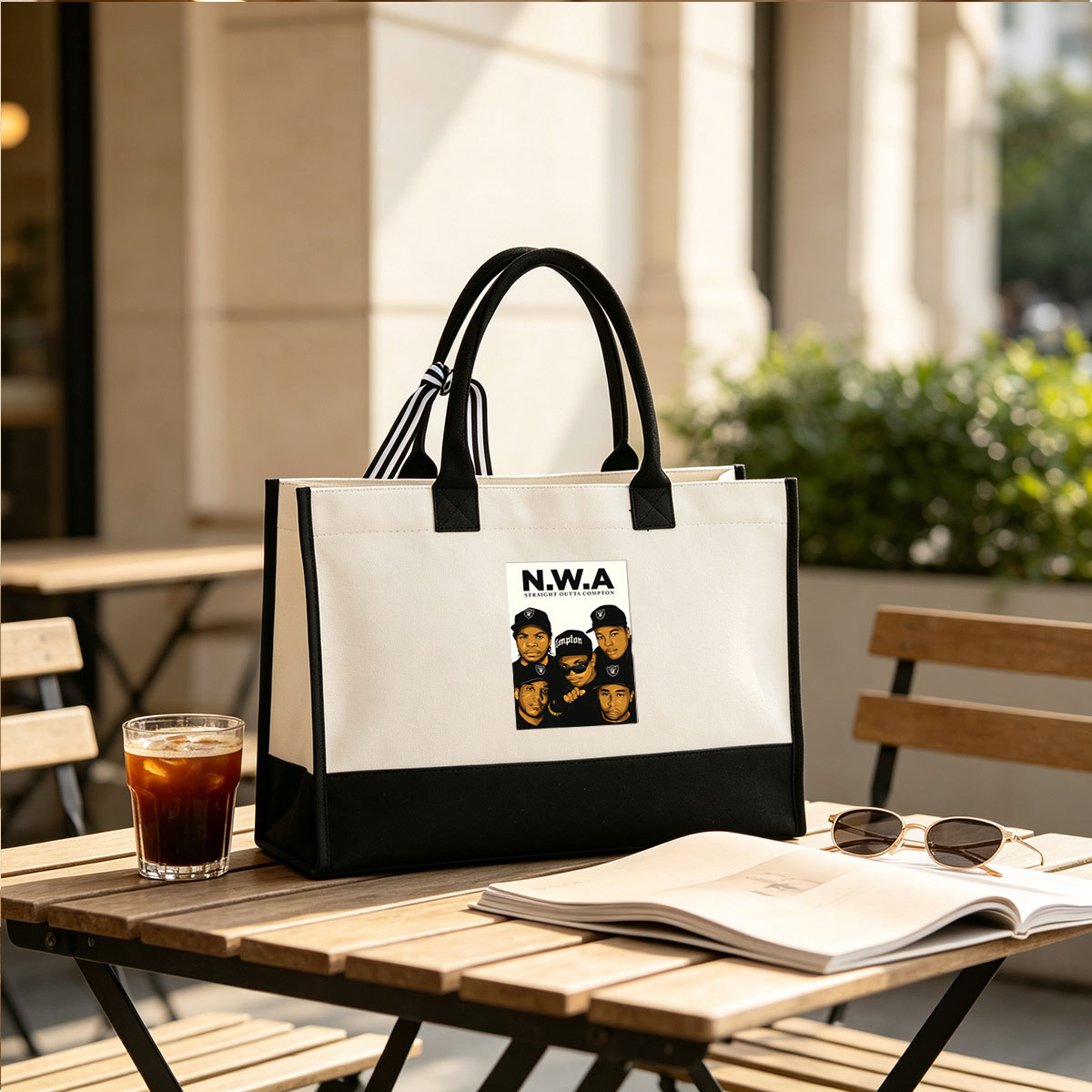 N.W.A: Straight Outta Compton - Iconic Hip-Hop Group Portrait - Canvas patchwork gift tote bag