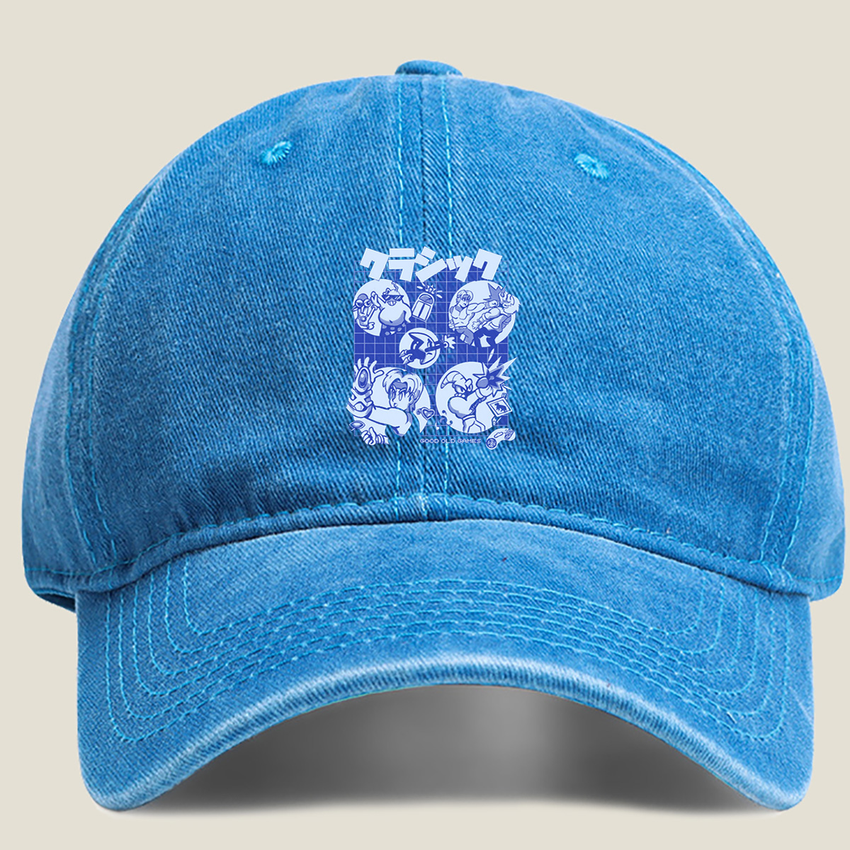 Classic Gaming Characters: Sonic, Knuckles, Tails, and Dr. Eggman - Washed Denim - Baseball Cap