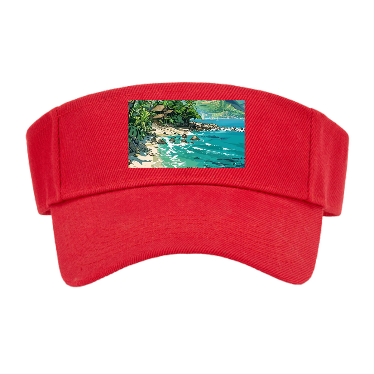 Tropical Beach with Lush Palm Trees and Crystal Clear Waters -  Visor cap