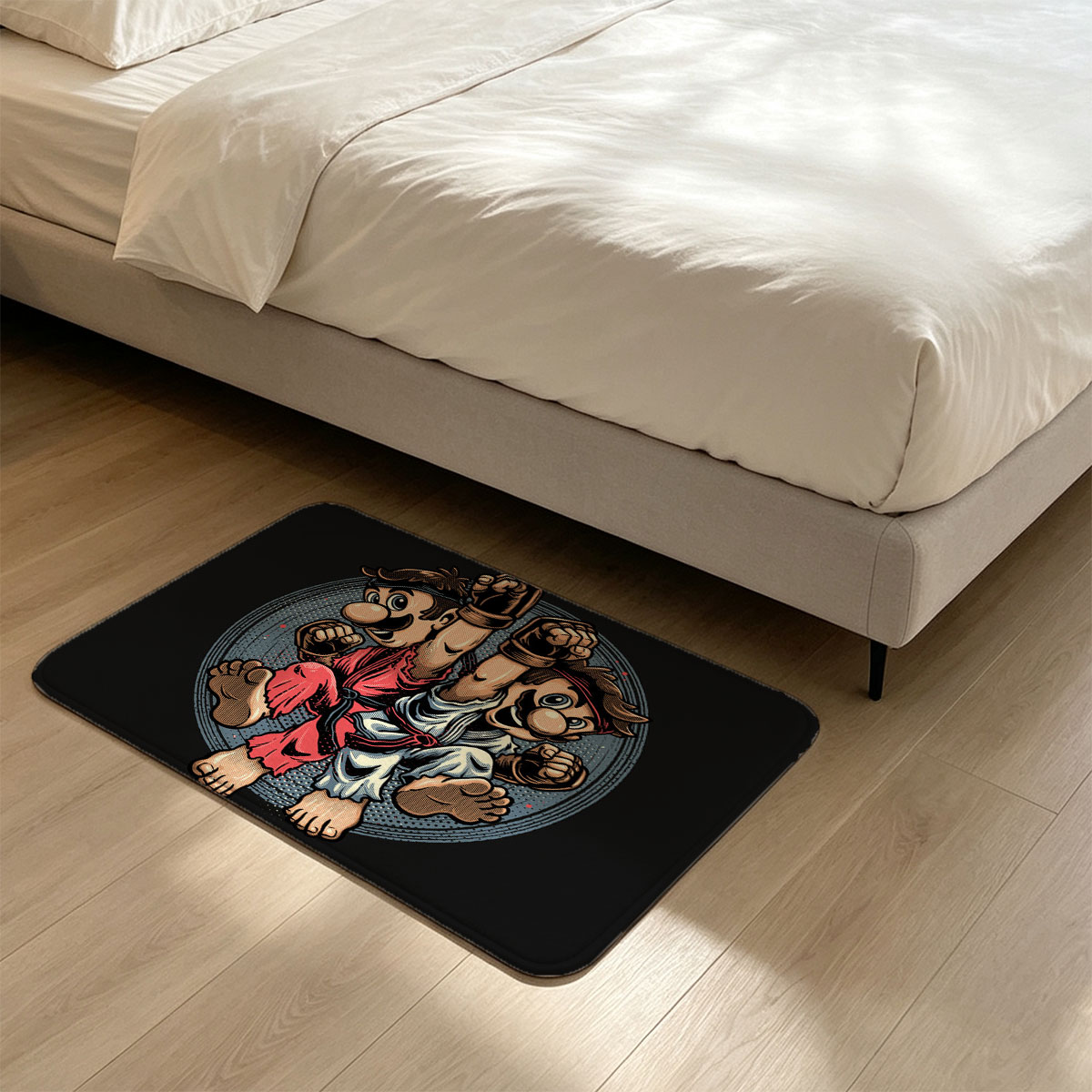 Mario and Luigi in Karate Gear, Fighting Pose - Flannel floor mat