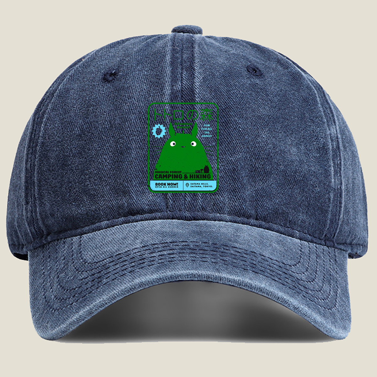 Totoro Forest Adventure: Camping & Hiking in Sayama Hills - Washed Denim - Baseball Cap