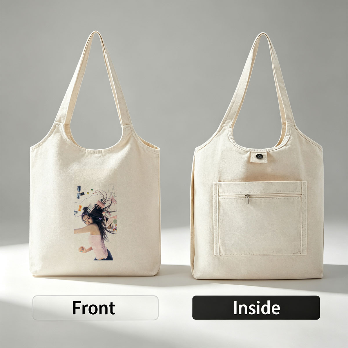 Lisa Blackpink Artistic Portrait with Hair Accessories and Makeup Tools - Canvas shoulder bags/