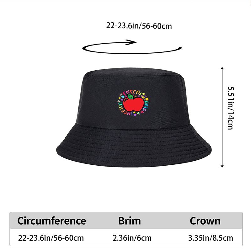 Unisex Bucket Hat with Colorful Apple and 