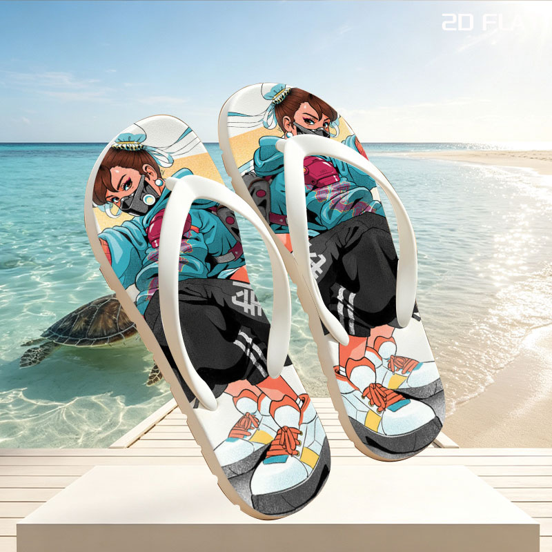 Street Fighter Character in Urban Combat Gear with Katana and Mask -  flip-flops
