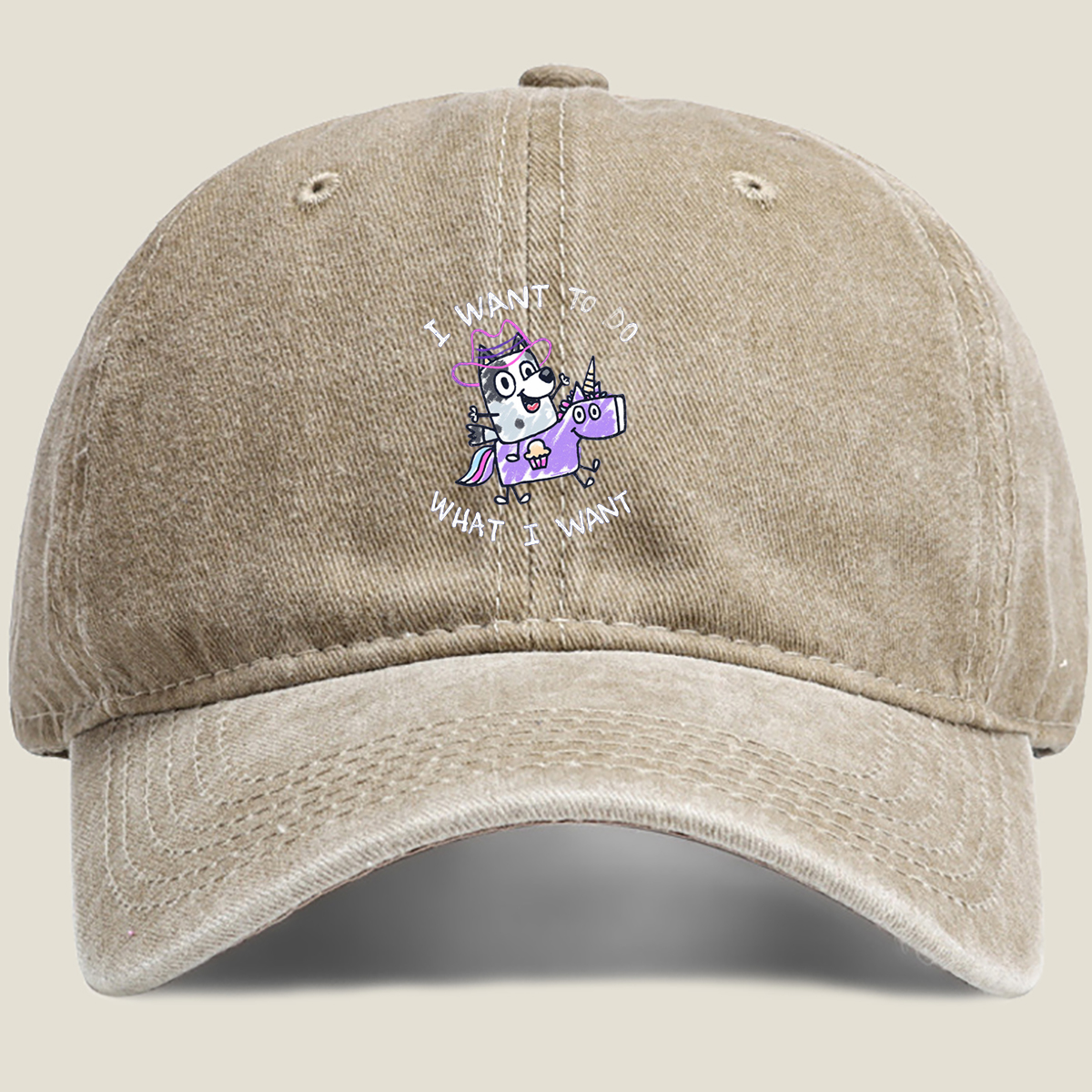 Bluey and the Unicorn: I Want to Do What I Want - Washed Denim - Baseball Cap
