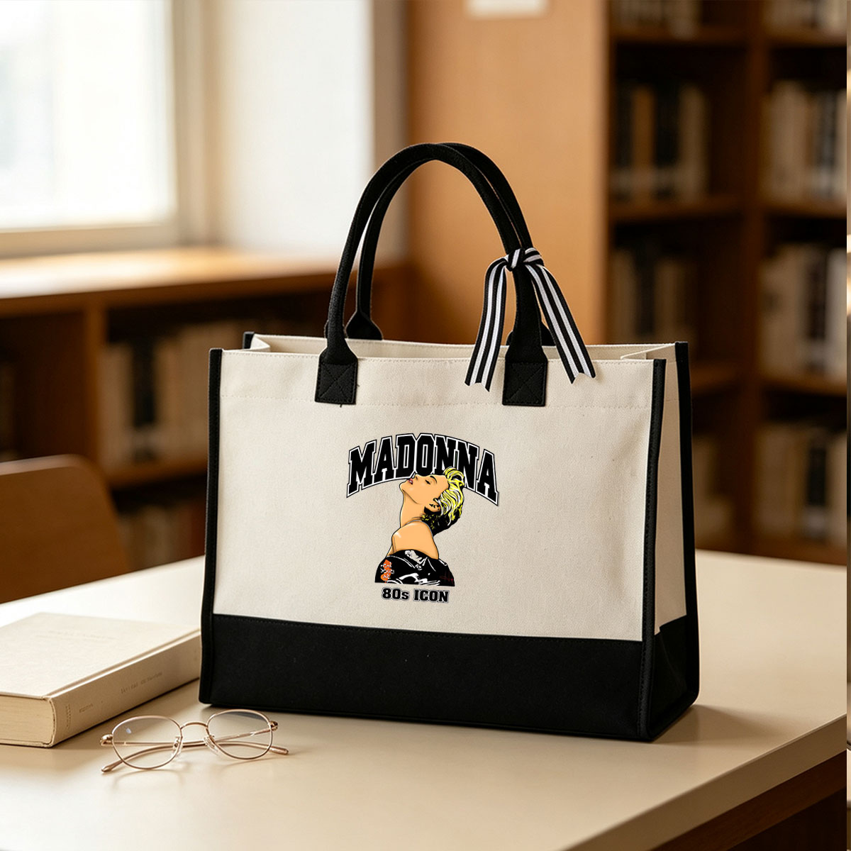 Madonna 80s Icon Pop Culture Legend - Canvas patchwork gift tote bag