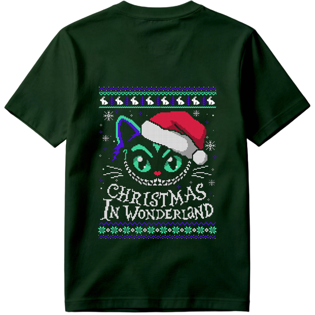 Christmas in Wonderland: Cheshire Cat Ugly Sweater Design - Tee