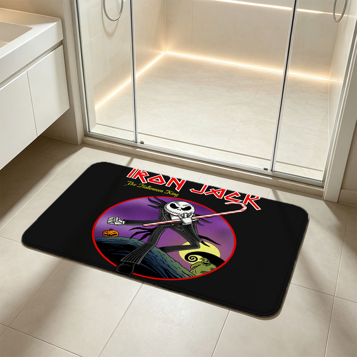 Iron Jack: The Halloween King - Jack Skellington in Rock Style - Flannel floor mat