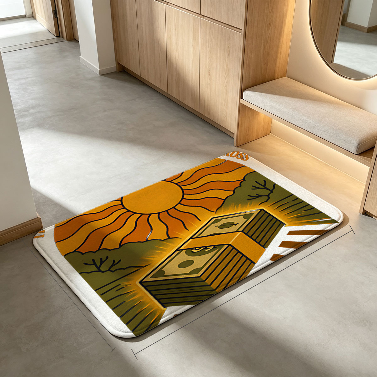 Money Glows Under the Sun: A Stack of Cash in a Radiant Landscape - Flannel floor mat