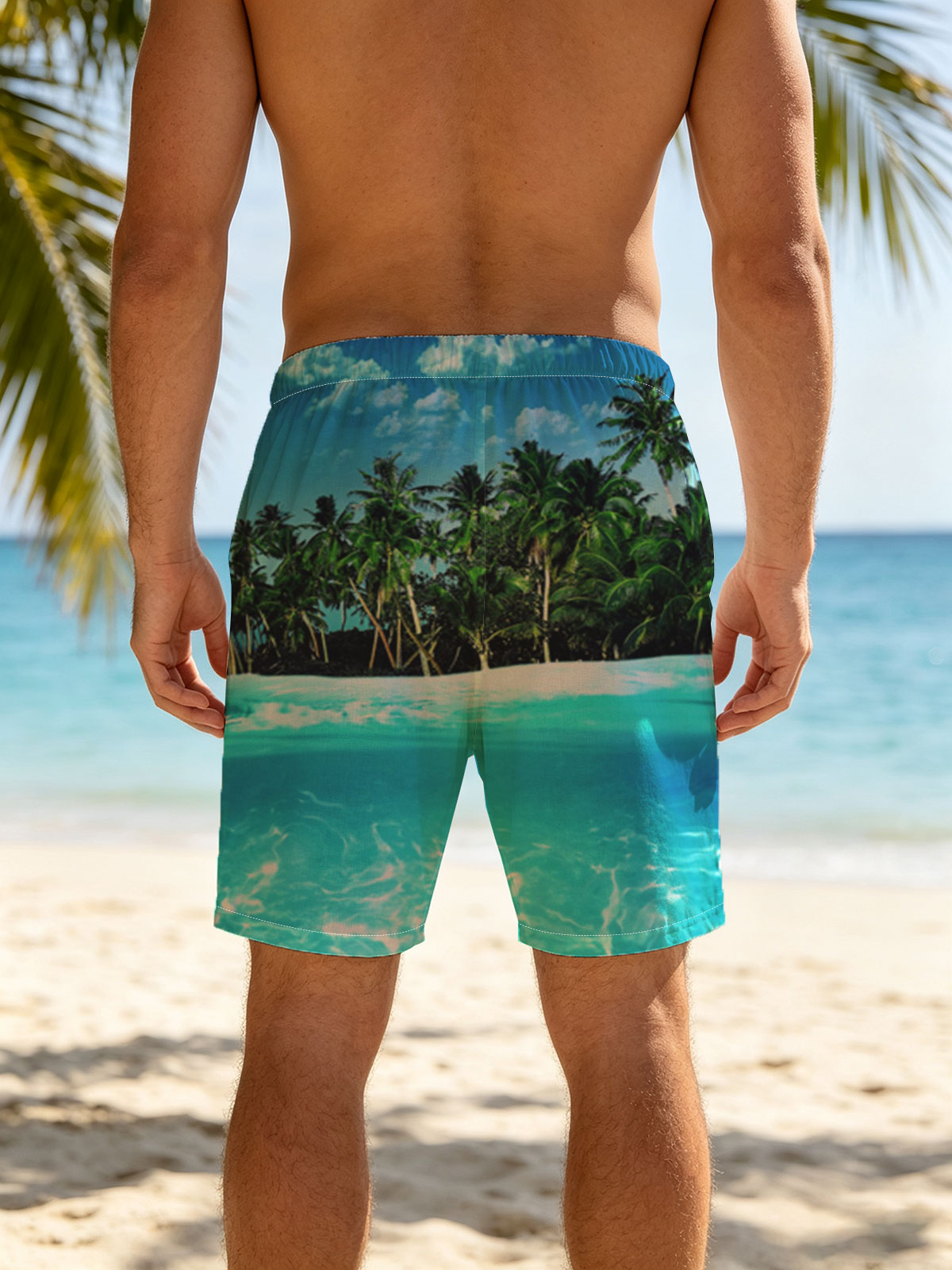 Crystal Clear Waters and Palm Trees Under Blue Sky -  Beach shorts