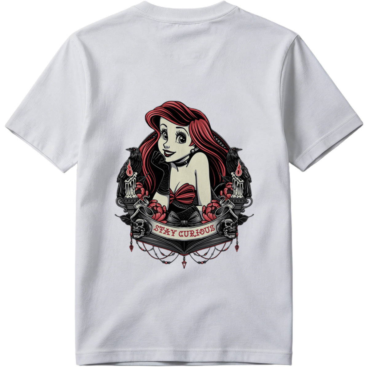 Ariel Stay Curious Gothic Design - Tee