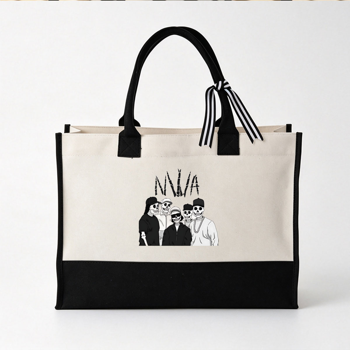 Skeleton Crew in Urban Fashion: NWA Inspired Group Portrait - Canvas patchwork gift tote bag
