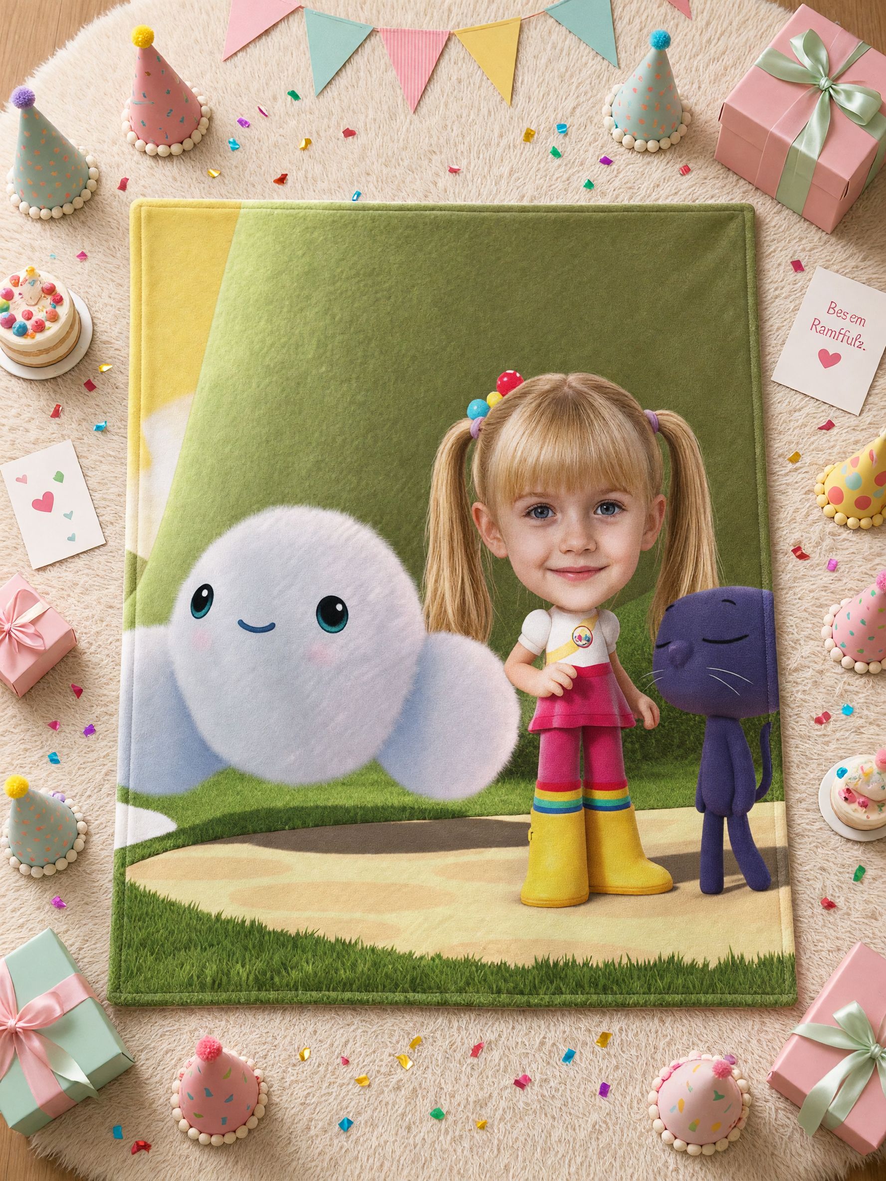 Custom Face Photo Blanket Personalized Cartoon Flannel Throw, Ultra Soft Skin Friendly Cozy Gift for Kids and Family