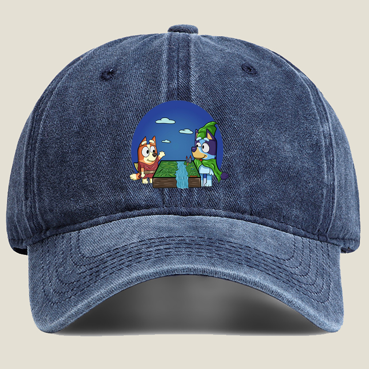 Bluey and Bingo in a Fantasy Adventure - Washed Denim - Baseball Cap