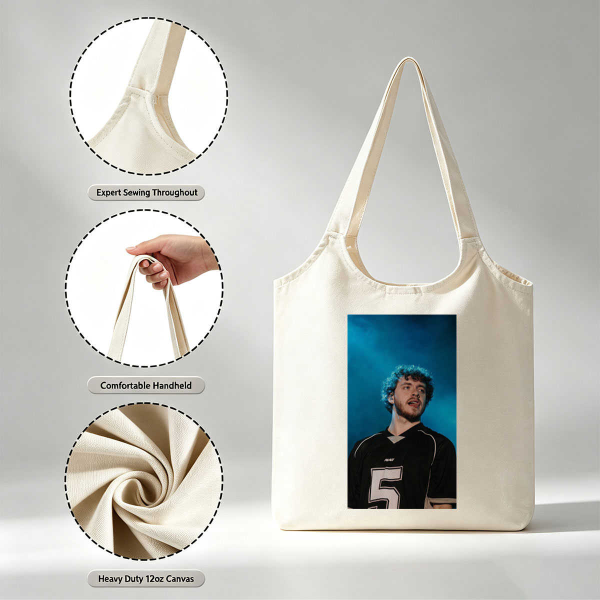 Lauv Performing on Stage in a Black Jersey with Number 5 - Canvas shoulder bags/