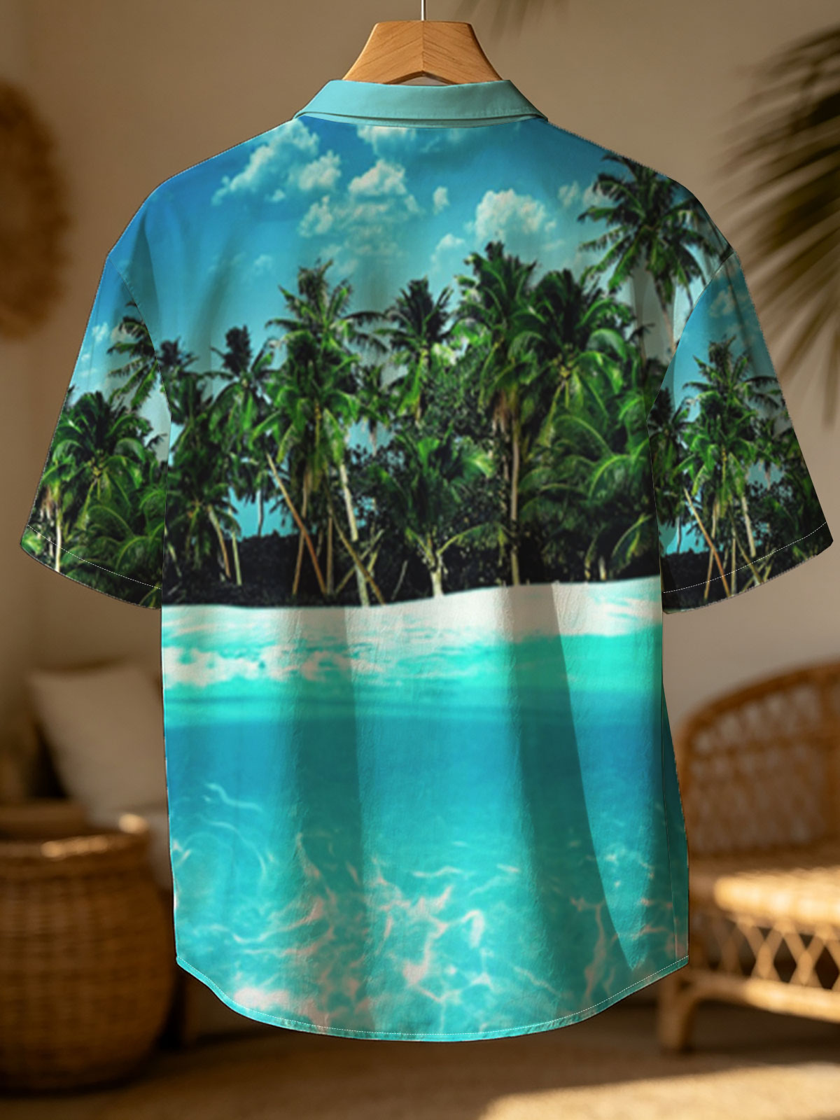 Crystal Clear Waters and Palm Trees Under Blue Sky -  Shirt