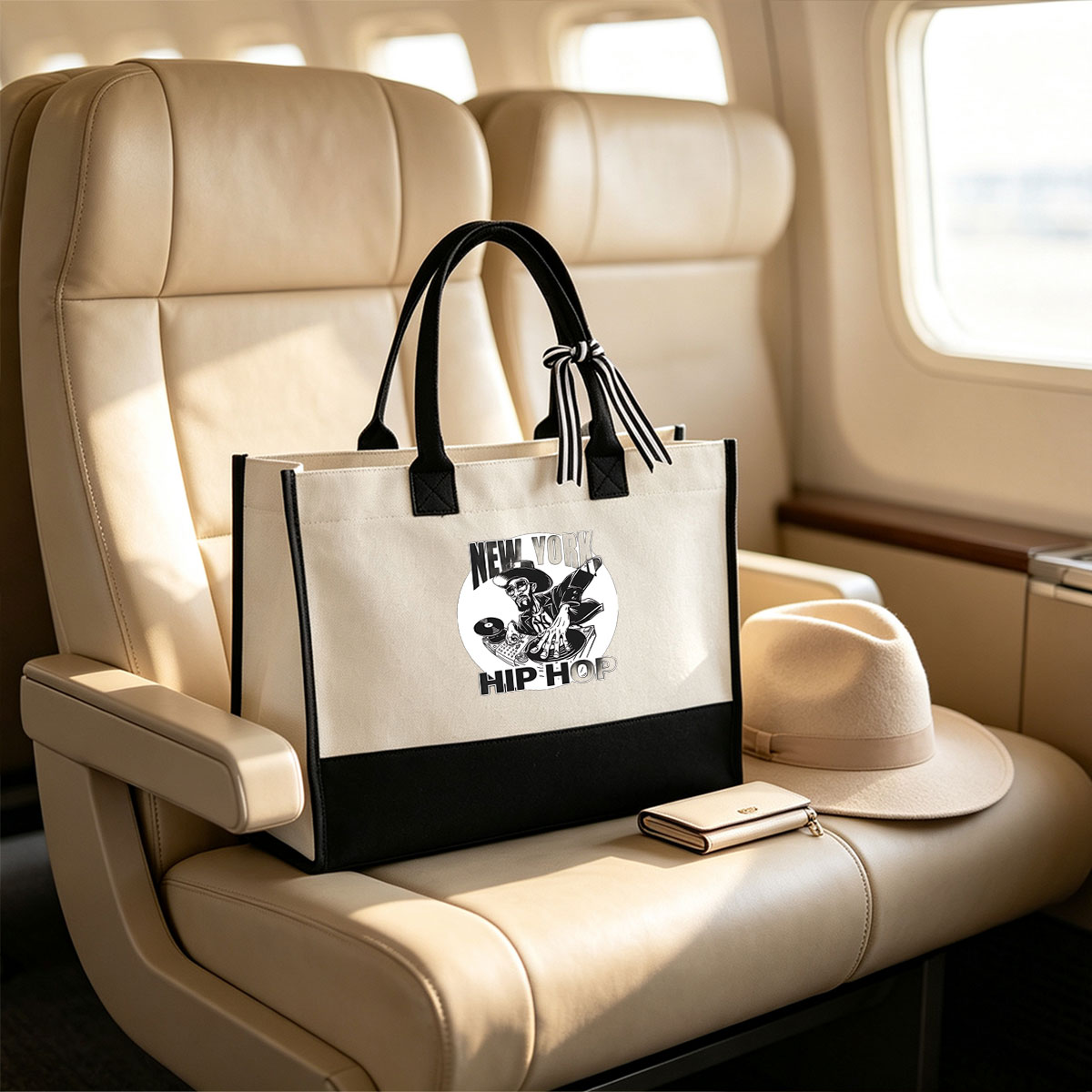 New York Hip Hop DJ in Action - Canvas patchwork gift tote bag