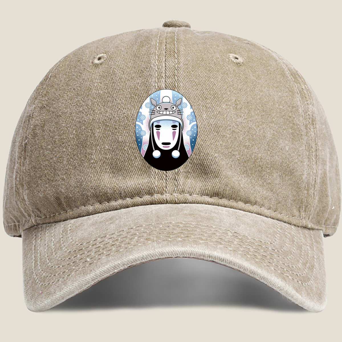 Totoro and No-Face Winter Fusion - Washed Denim - Baseball Cap