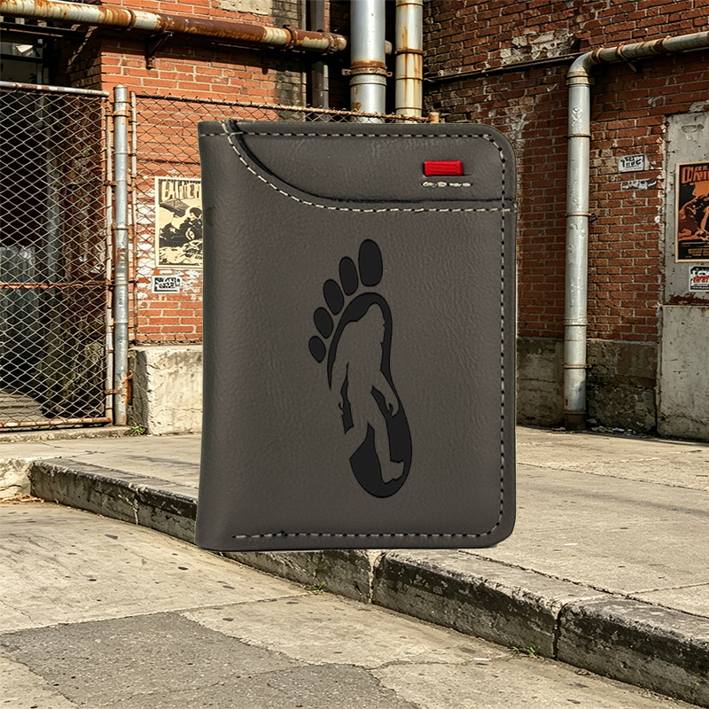 Unisex Vertical Wallet with Bigfoot Silhouette Print - Compact Card Holder for Outdoor Adventures, Camping, Hiking - Ideal for Nature Lovers and Adventure Seekers