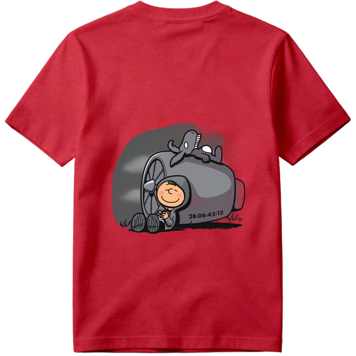 Cute Cartoon Boy with Time Machine and Octopus - Tee