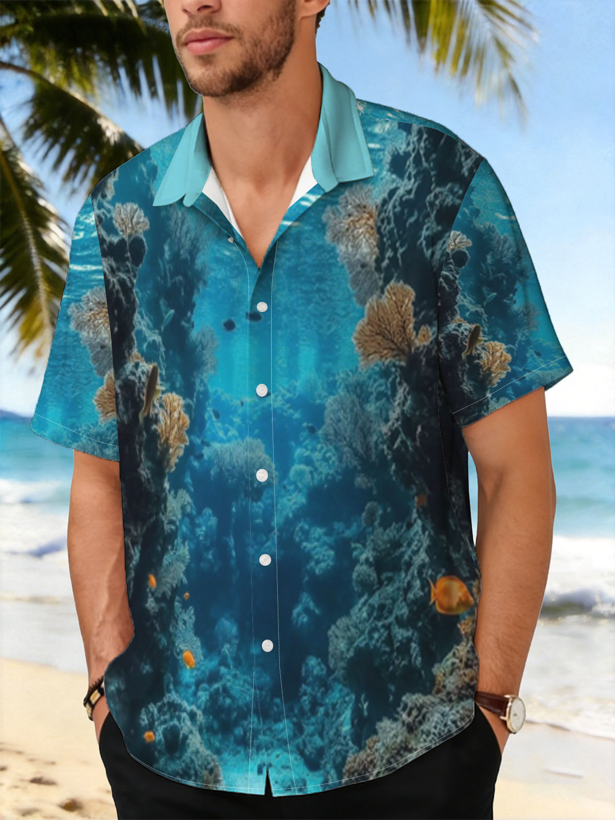 Underwater Coral Cave with Sunlight and Fish -  Shirt