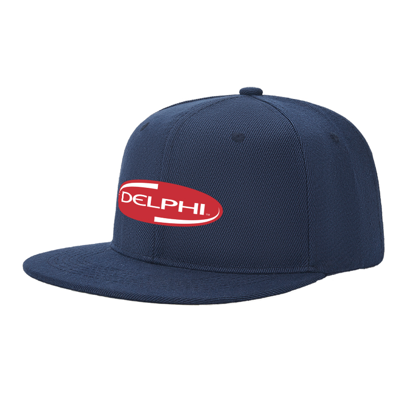 Flat Brim Baseball Cap Delphi Logo Print Streetwear Underground Skate Style for Basketball Court Skate Park Urban Lifestyle Riders Rappers Streetwear Enthusiasts