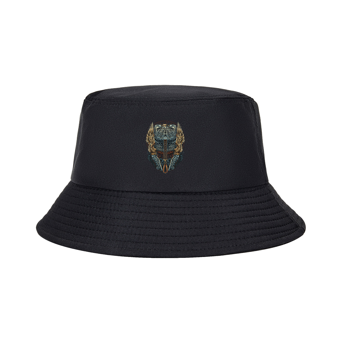 Thor's Hammer Mjolnir with Norse Symbols and Wings - Fisherman's Hat