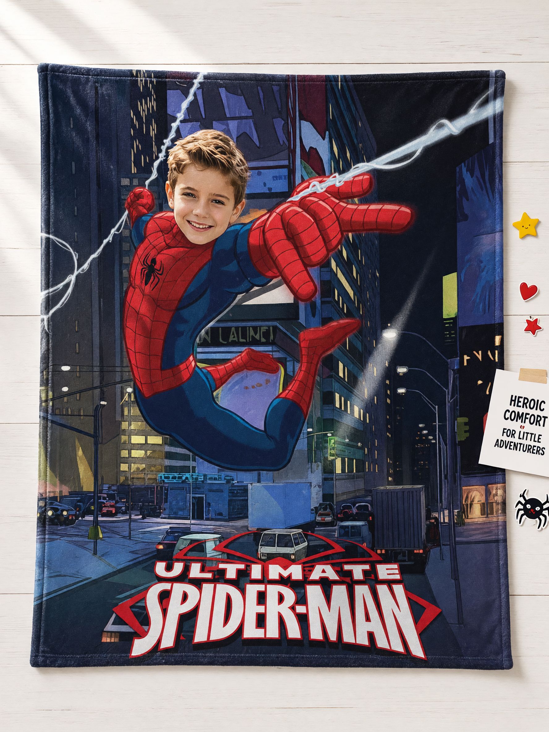 Personalized Superhero Photo Flannel Blanket Custom Face Cozy Plush Throw Ideal Personalized Gift for Kids and Family