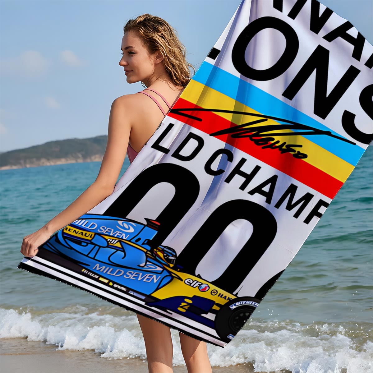 Fernando Alonso Renault R26 2006 World Champion Formula 1 Racing Car - Beach towels