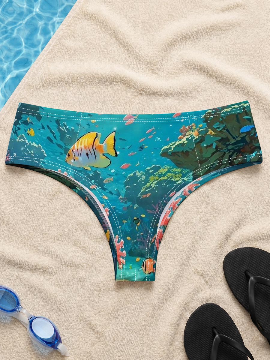 Vibrant Coral Reef with Colorful Fish and Sunlight Rays -  Men's swim trunks